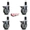 Service Caster 5'' Gray Poly Swivel 1-5/8'' Expanding Stem Caster Set with Brake, 4PK SCC-EX20S514-PPUB-PLB-158-4 - alternate 3